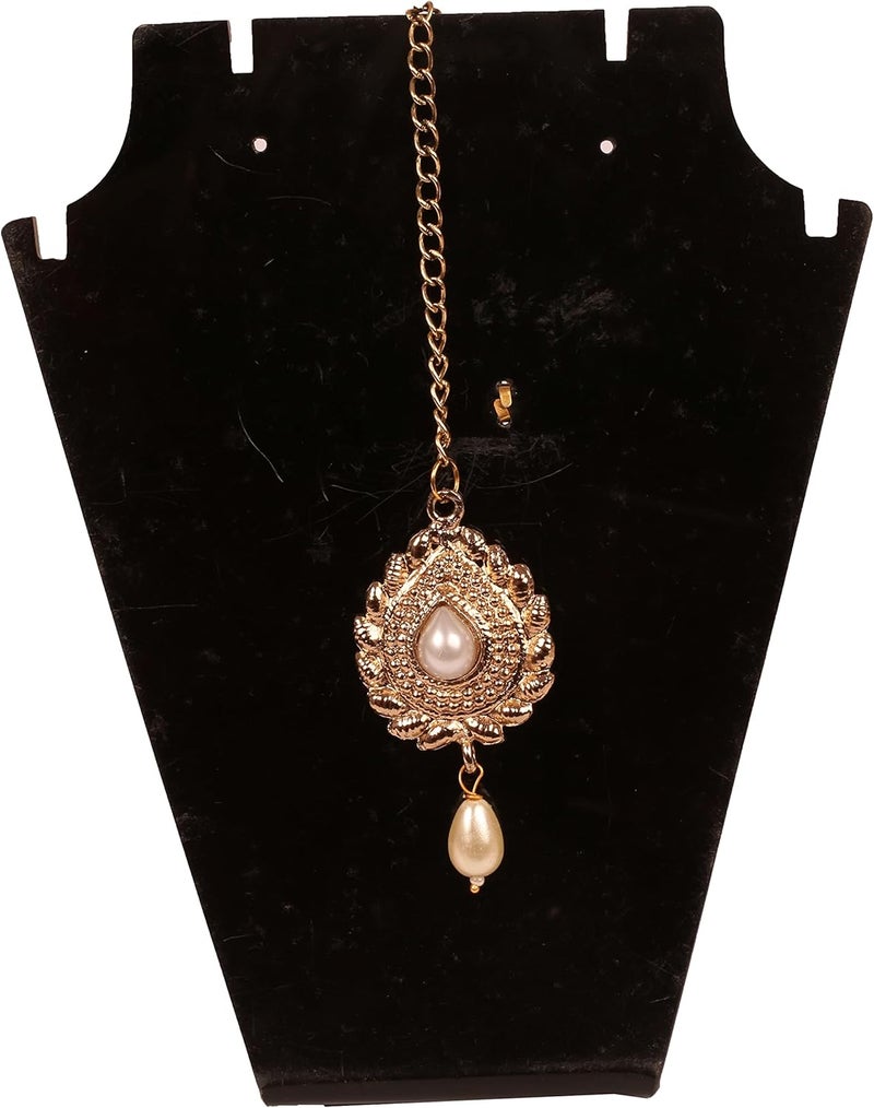 Touchstone maang Tikka Indian Head Jewelry Women Hair Accessories Gold Headpiece Forehead mangtika Bollywood Simple kundan Wedding Dainty Chain Bridal tikli borla Filigree netthi chutti - Image 5